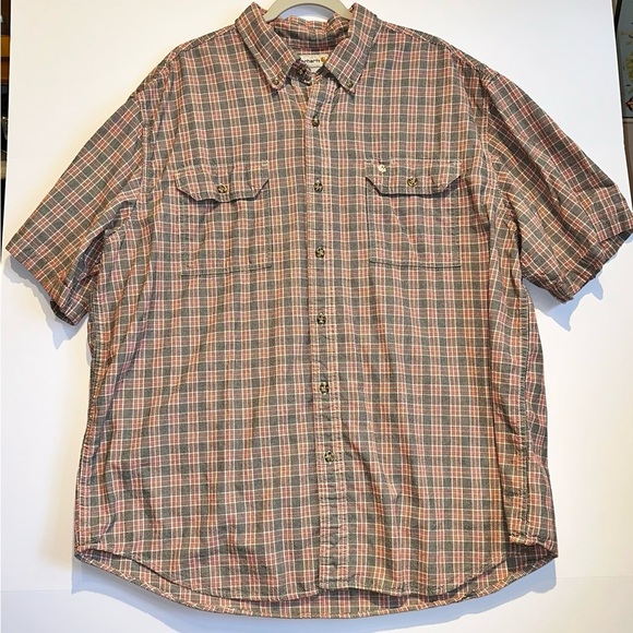 Carhartt XXL‎ Bottom Up Short Sleeve Black & Red Shirt - Picture 1 of 8